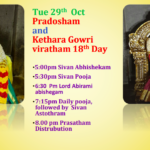 Tue 29th Oct – Pradosham and Kethara Gowri Viratham 18th Day