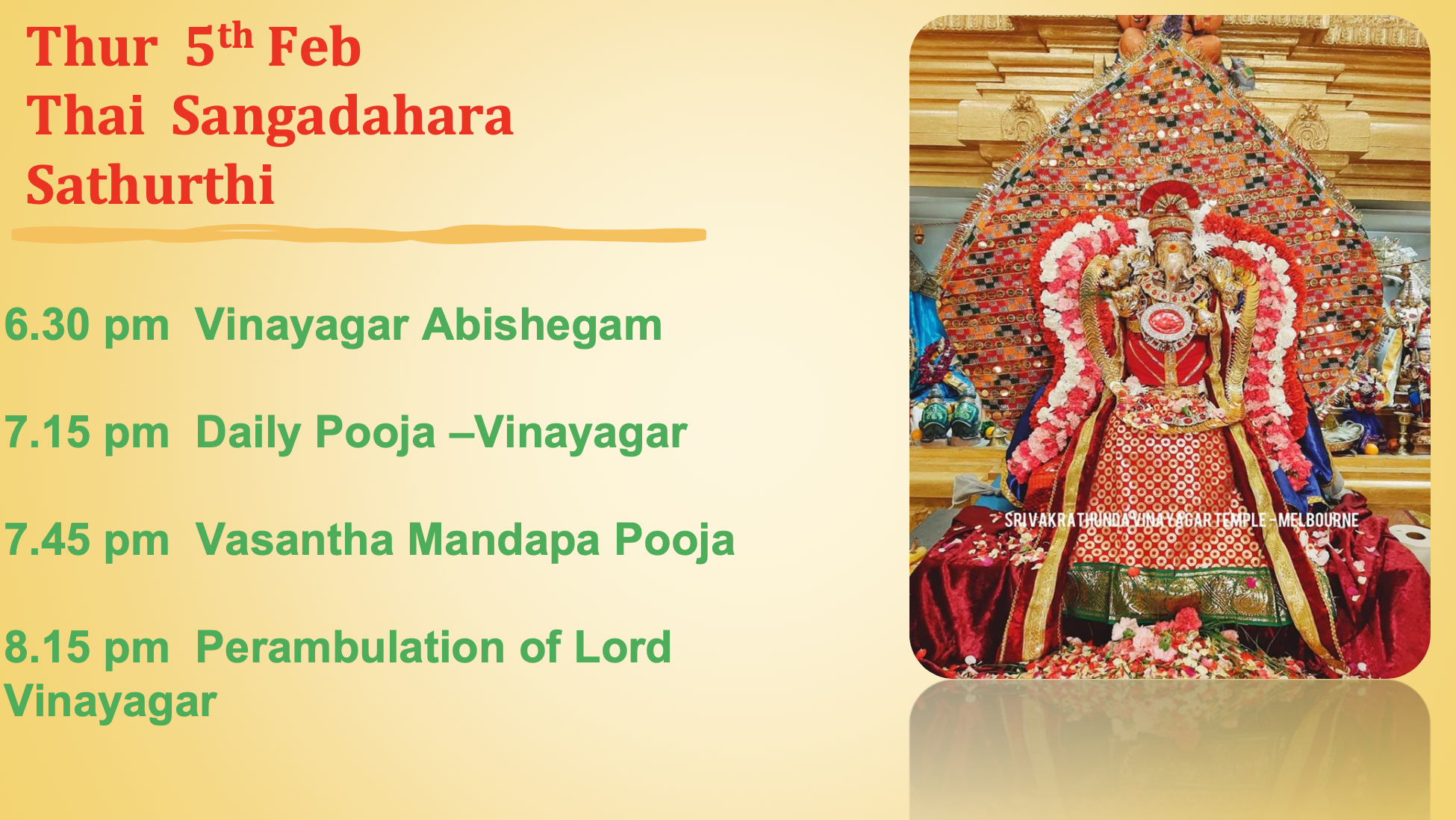 Thur 5th Feb – Thai Sangadahara Sathurthi